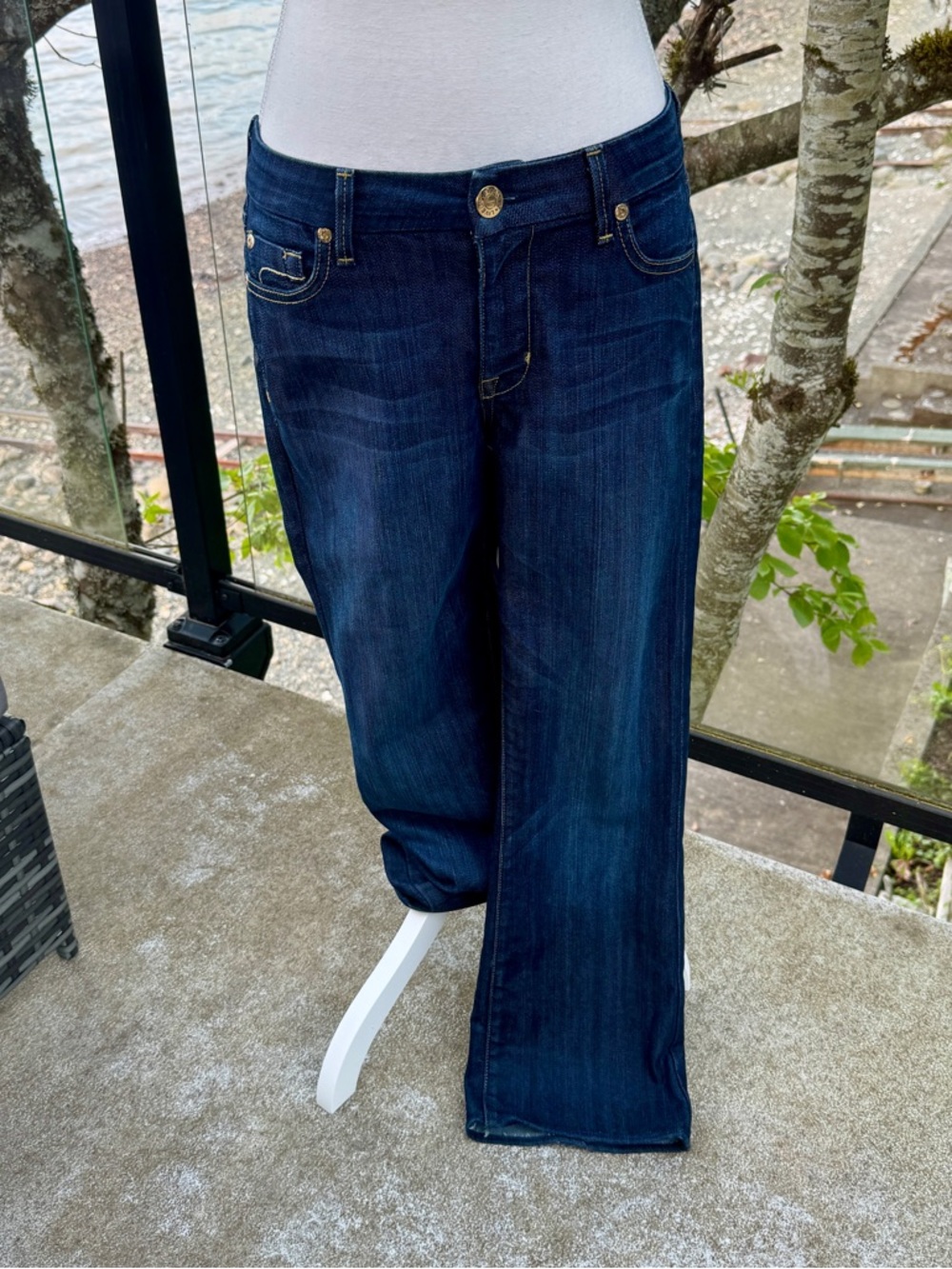 Fidelity Denim Supreme Viper Diablo Dark Wash Boot Cut Jeans Size 28